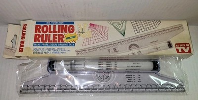Rolling Ruler 12'' As Seen On TV Engineering Drafting Vintage Office Student NOS 