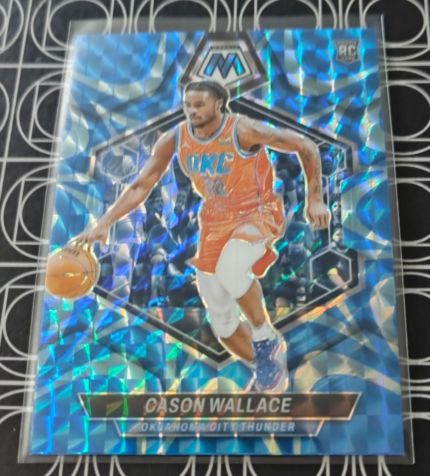 CASON WALLACE 2023-24 PANINI MOSAIC BLUE REACTIVE MOSAIC PRIZM ROOKIE  RC 218