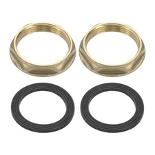 2 Pcs Brass G 1-1/2" Pipe Fitting Flange Hex Locknuts with Washer