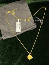 Julie Vos Bee Cameo Solitaire Delicate Necklace NWT 24k Gold Plated