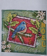 Handmade Gift completed finished cross stitch Stamp Bird 6''x 6'' Unframed New
