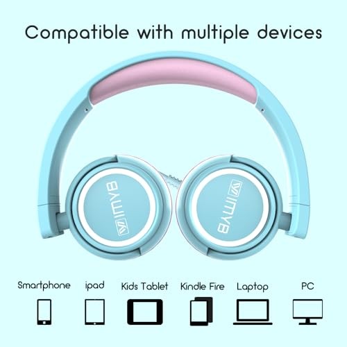 V1 Kids Headphones, Wired Stereo Foldable Tangle-Free 3.5mm Adjustable On-Ear - Picture 3 of 7
