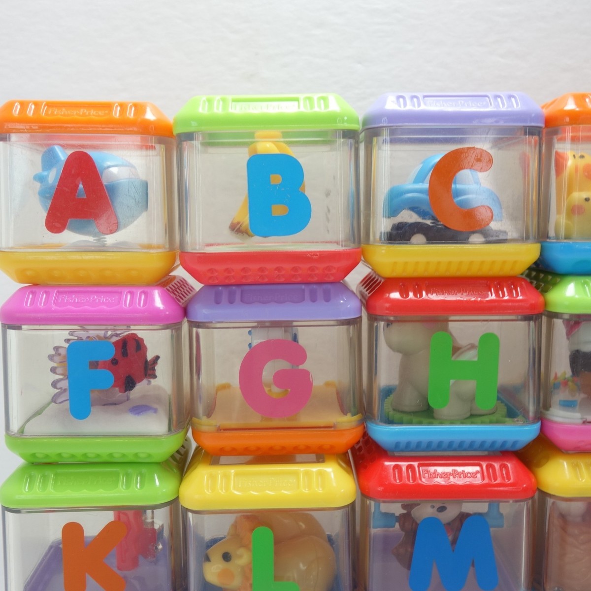 デザフェス PEEK A BOO TOY 未熟なちっちゃい子ちゃんズ 3種セット Fisher Price Peek A Boo Blocks COMPLETE Set Alphabet 26 A-Z Baby