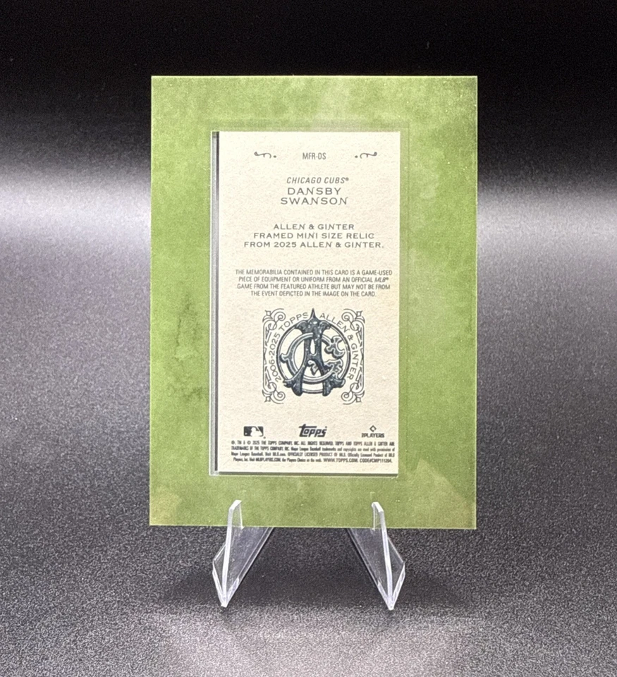 2025 Topps Allen & Ginter DANSBY SWANSON 迷你框架脏细条纹遗物酒吧 — 第 2/2 张图片
