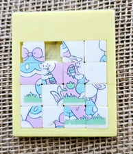Vintage 1980s Easter Slide Puzzle Pastel Bunny Eggs 2.5"x3"