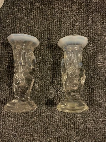 2 Fenton Torch Bud Posey 3.5" Hand Vase Opalescence