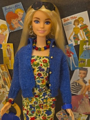Millie Barbie + Vintage 60 s  On the Go  Floral Sheath Dress Enhanced OOAK