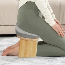 Bamboo Meditation Bench Kneeling Stool Foldable Yoga Bench with Carrying Bag