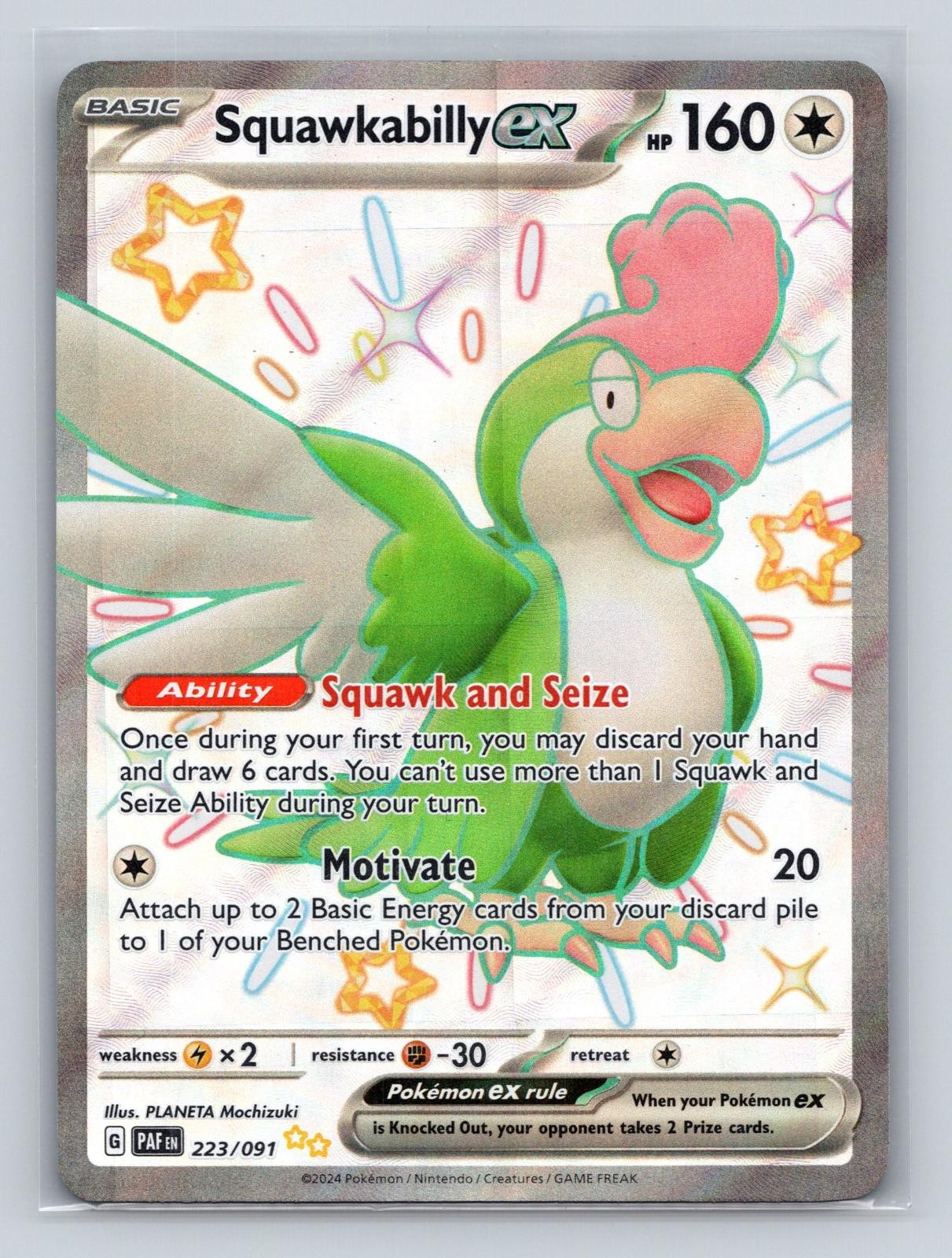 Squawkabilly ex 223/091 Shiny Ultra Rare Paldean Fates Pokemon NM