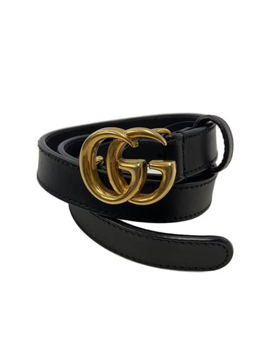 GUCCI Women's Leather Belt, Black, Solid Color, 409417