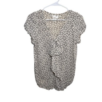 Max Studio Blouse Women's Small V-Neck Tie Puff Sleeve Casual Top Boho