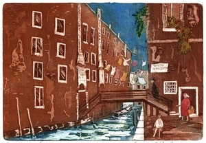 Margaret E. Z. Levinson - Signed Aquatint Etching - New Ghetto - Venice Italy