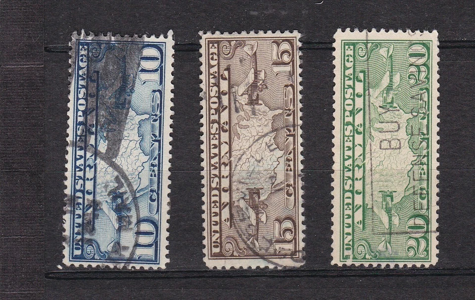 3 Timbres STAMP USA : 1926 -9 C7-9. Poste aérienne oblitérés - Photo 1/1