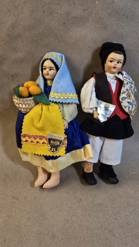 Vintage Italian Souvenir Dolls Sicily Sicilia Sutton & Son Mid-Century Palermo
