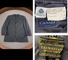 Canali Loro Piana Tasmanian Super 120s Wool US 42R Blazer Mens Dark Gray Italy