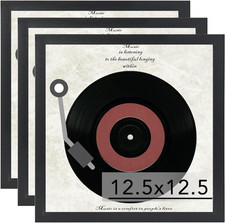 Wood Vinyl Record Frame for the Wall, Display 12.5X12.5 Album Cover and 12X12 LP