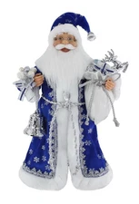 16" Inch Standing Royal Blue Santa Claus Christmas Figurine Figure Decoration...