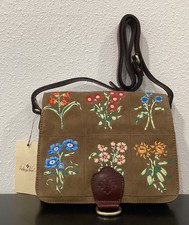 Patricia Nash Ilina Tuscan Fields Embroidery Leather Crossbody 10" x 8.5" x 3.5"