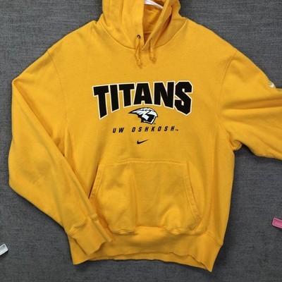 UW Oshkosh Titans Hoodie Sweatshirt Mens Medium Yellow NCAA Nike Pullover