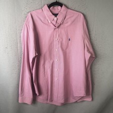 Ralph Lauren Shirt Mens XL Pink Check Classic Fit Button Down Long Sleeve