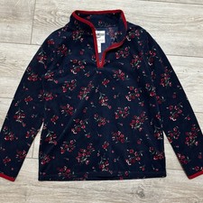 OshKosh B  gosh Girls 12 12A Floral Fleece Quarter Zip Pullover Navy Red Cozy
