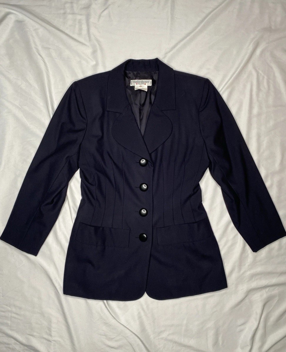 Vintage YSL Saint Laurent Rive Gauche Spring 1991 Navy Blue