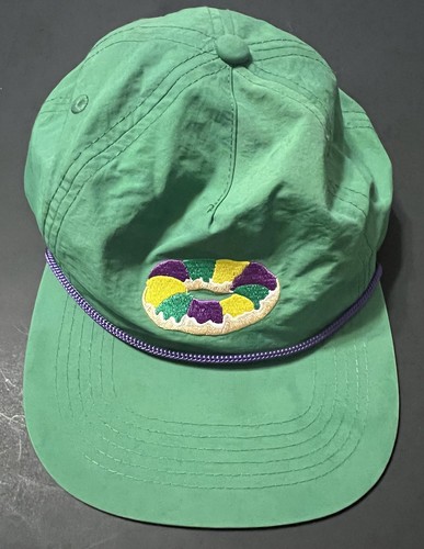 Properly Tied Boys Baseball Cap Green With Purple Rope And Embroidered King Cake