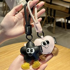 Fashion Leather Cartoon Heart Flower Keychain - Car Backpack Decor Gift