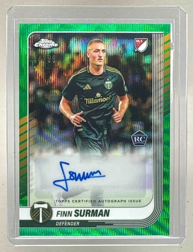 2025 Topps Chrome MLS Soccer Green Wave Refractor Finn Surman #CA-FS