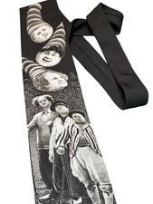 Vintage Ralph Marlin Three Stooges Novelty Necktie Black Comedy Cartoon Tie