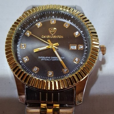 Caven Danton Men's Dress Wristwatch Diamond Markers Gold & Silver Band