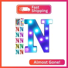 Foaky Colorful LED Letter Lights with Remote,Marquee Light Up Letters Sign for N
