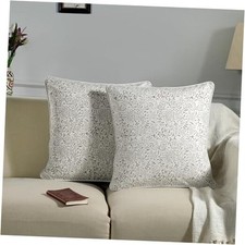 Modern Farmhouse Pillow Covers Decorative Cotton 24" x 24" Pack of 2 Taupe