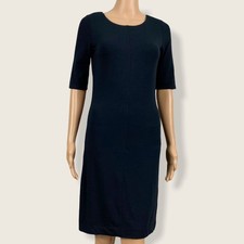Diane Von Furstenberg SMALL Little Black Dress LBD Stretch Knit Career Cocktail