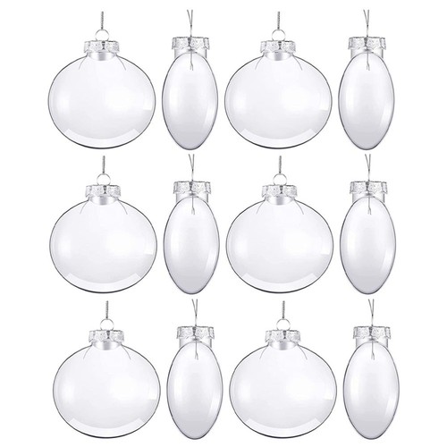12 Pcs DIY Ornaments Christmas Flat Balls Fillable Clear Baubles Transparent - Picture 7 of 12