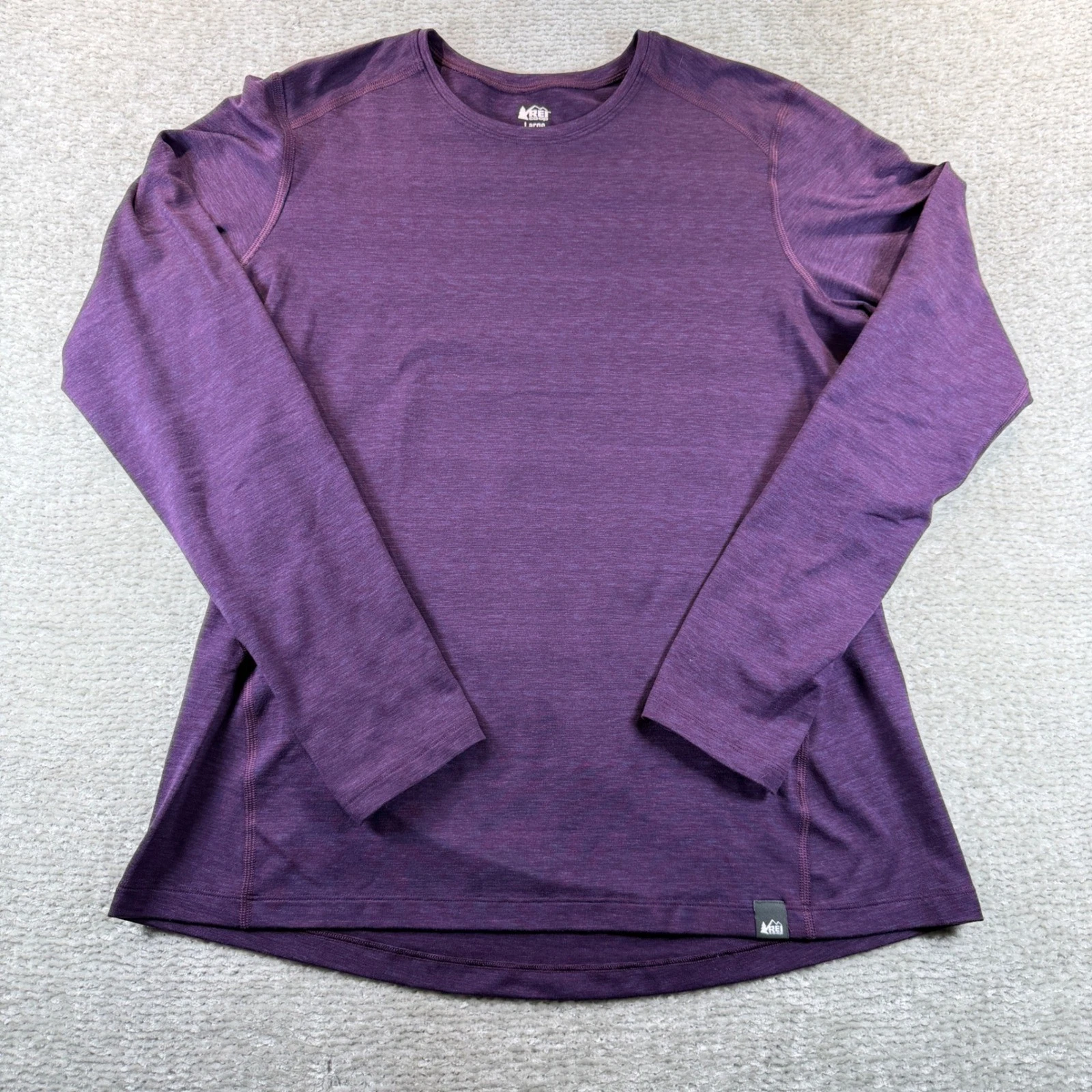 REI Co-op Long Sleeve Base Layer Top Lightweight Large Purple Heather Hiking