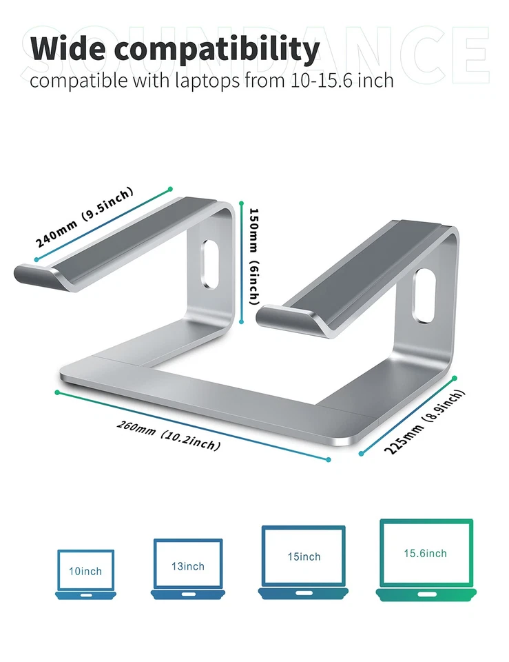 Подставка для ноутбука, алюминиевая подставка для компьютера, эргономичный лифт для ноутбука, M... - Изображение 2 из 4