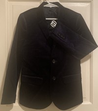 Crewcuts Boy s Blazer Navy Blue 100 Cotton Italian Velvet Lined Size 8 140 NEW