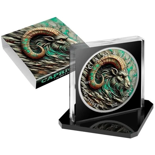 Moneda de plata Canadá 2025 hoja de arce piedra zodiaco edición Capricornio 1 oz Foto 2 de 2
