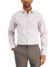 Alfani Dress Shirt Mens Size S 14-14.5 White Slim Fit Stretch Stripe 32/33 60