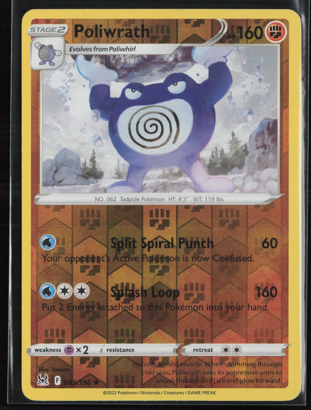 Poliwrath 85/196 Reverse Holo - Lost Origin - PTCG - NM
