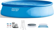Intex 18ft X 48in Easy Set Pool Set with Filter Pump, Ladder, Cover  28175EH