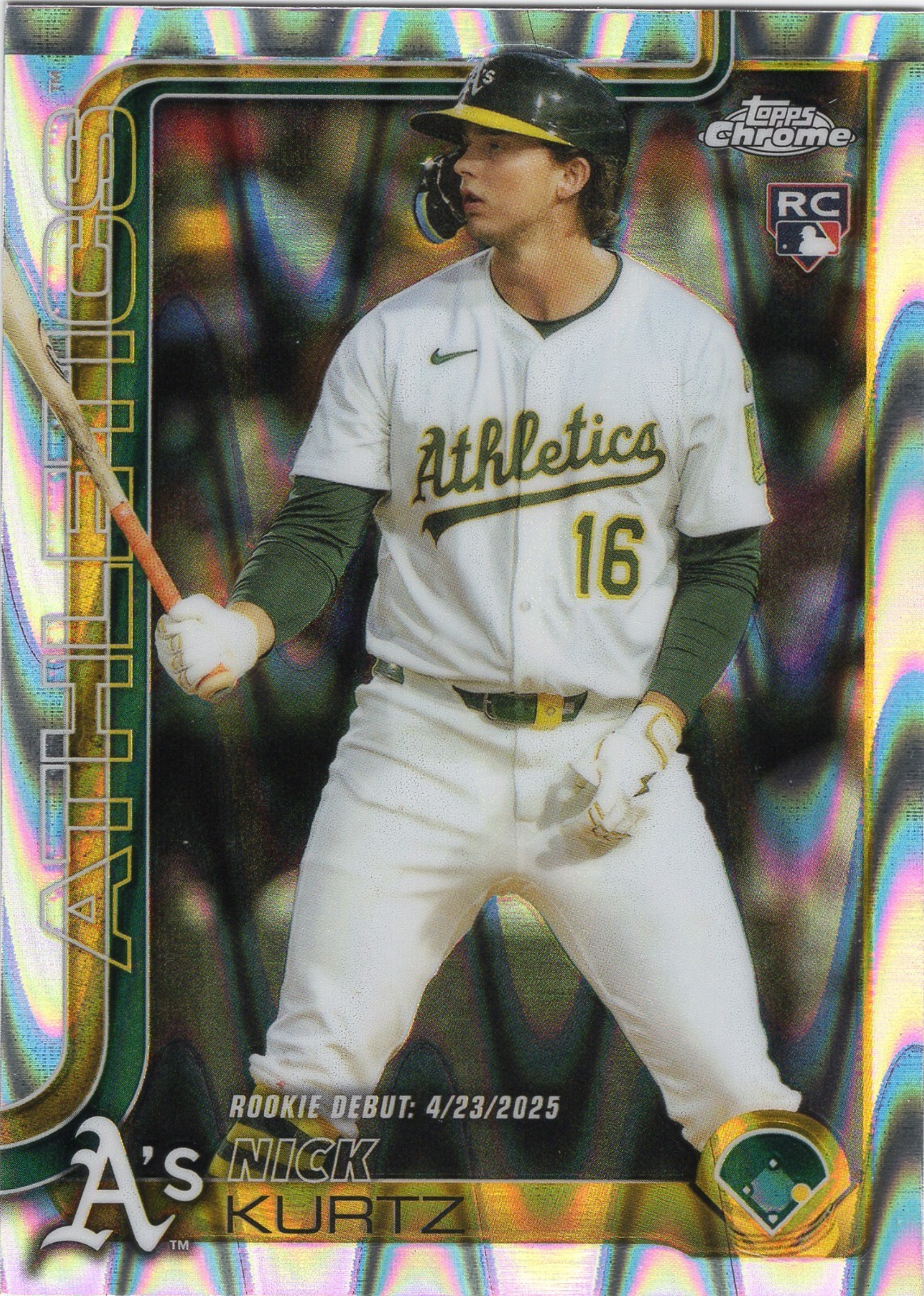 2025 Topps Chrome Update Nick Kurtz RayWave Refractor Rookie Debut USC180