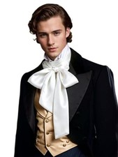 Renaissance Scarf Jabot Cravat,Mens Costume Collar for Victorian One Size White