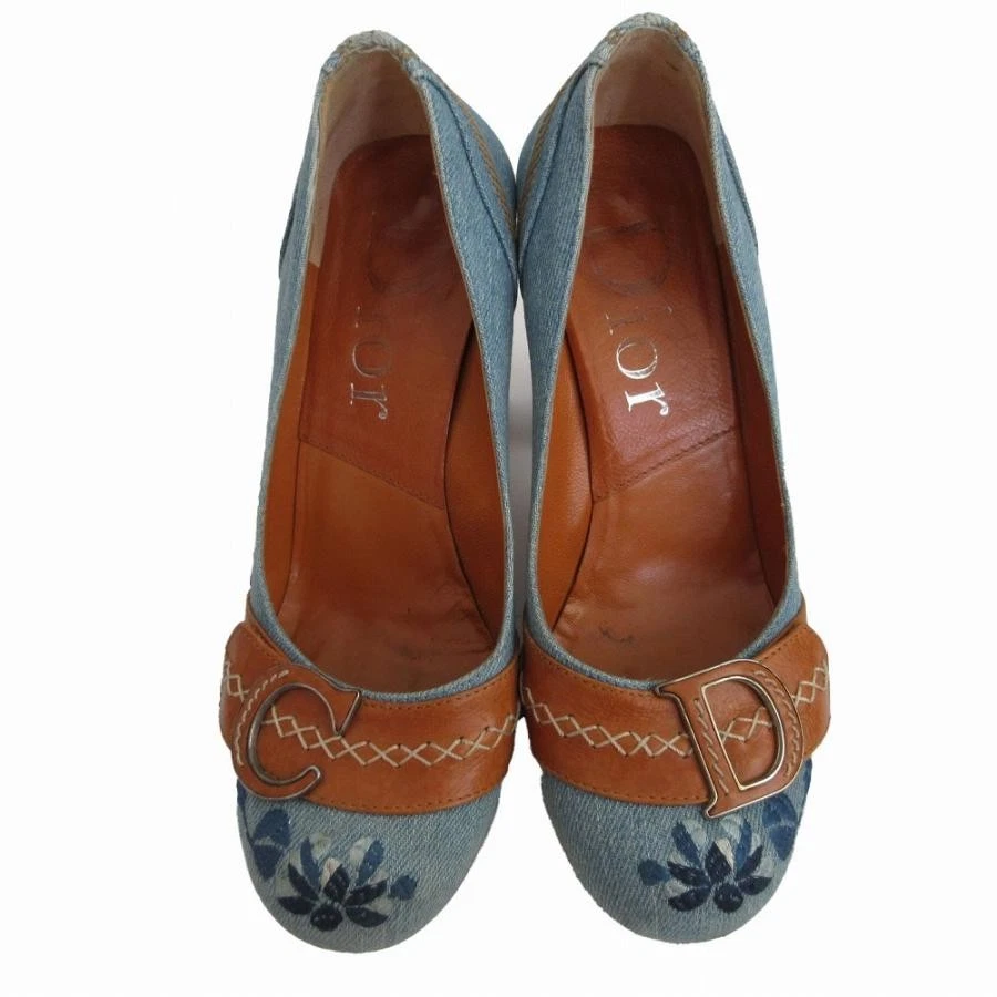 Escarpins Christian Dior talon denim/cuir indigo/marron EU35,5/US5,5 65370c