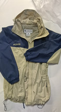 Columbia Women's Size S Beige Navy Colorblock Hooded Windbreaker Jacket