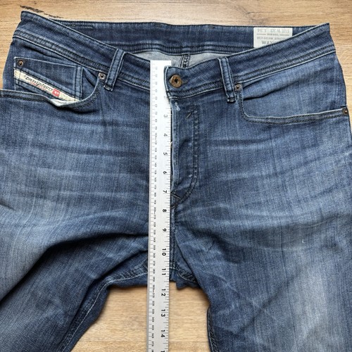 Diesel Jeans Herren 33x34 Blau Waykee Straight Leg Stretch Denim Worn Ripped 0814W - Bild 11 von 14