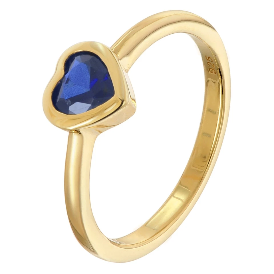 TRENDOR Schmuck Damenring mit Dunkelblauem Zirkonia-Herz 925 Silber Vergoldet 31 - Bild 1 von 4