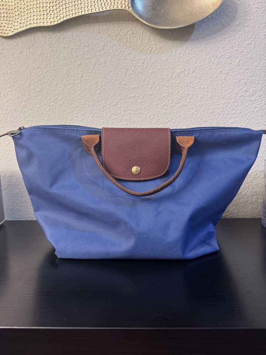 Longchamp Le Pliage Original Medium Blue/Gray Tote Bag - Snap Zip