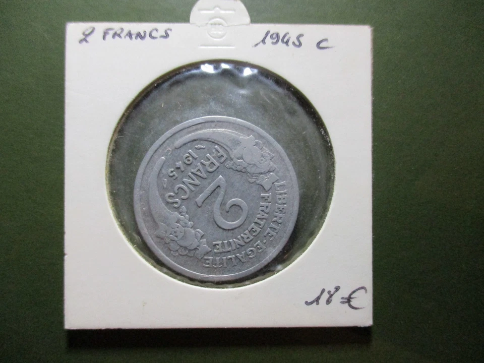 monnaie 2 francs 1945 C - type République Morlon - aluminium - Photo 4/4